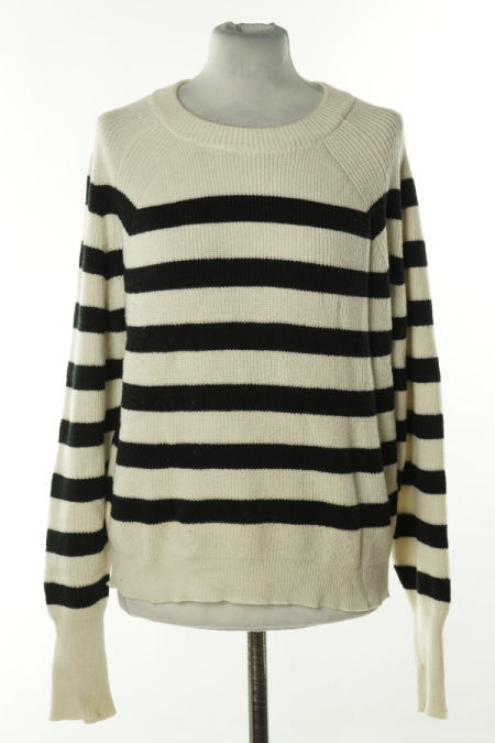 Sweter kremowy w czarne paski, ZARA