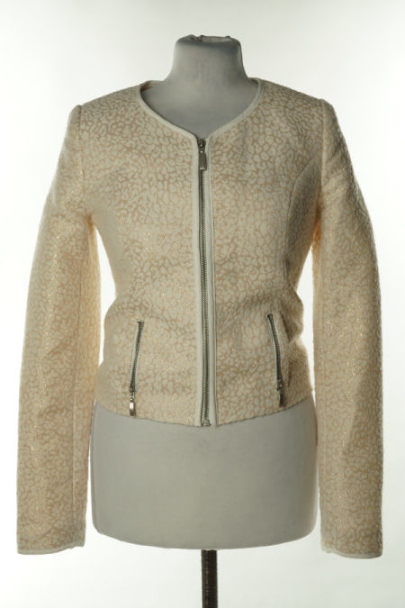 Żakiet beżowo-biały w cętki