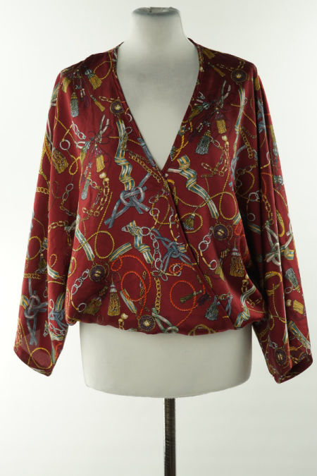 Bluzka bordowa wzorzysta
