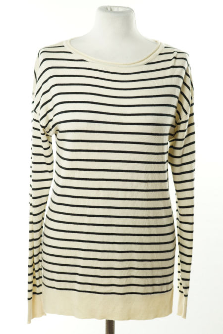 Sweter wiskozowy biały w czarne paski Primark