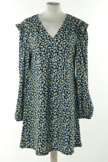 Sukienka czarna w niebieskie w kiatki, H&M