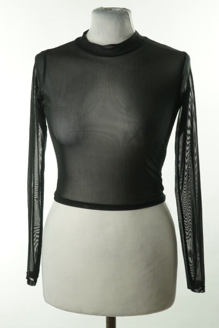 Bluzka siateczkowa czarna z długim rękawem 