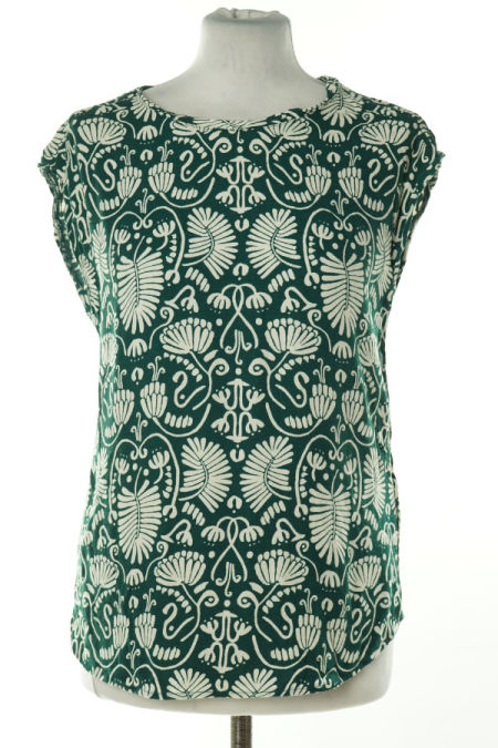 Bluzka zielono-biała wzorzysta