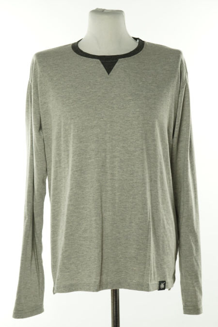 Bluzka szara gładka z długim rękawem