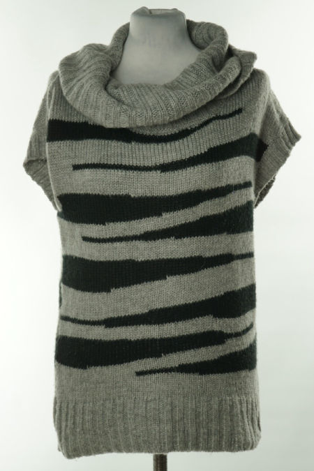 Kamizelka sweterkowa szaro-czarna w paski