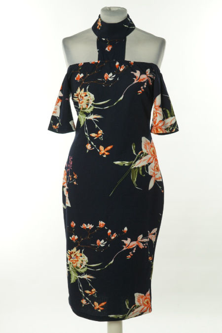 Sukienka granatowa w kwiaty