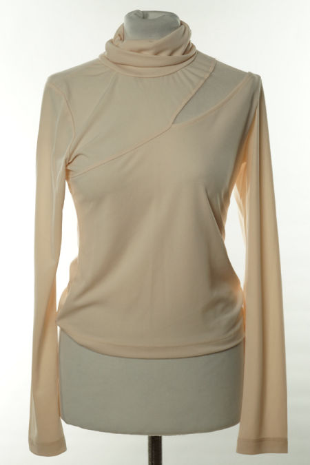 Bluzka beżowa z wstawką siatkową