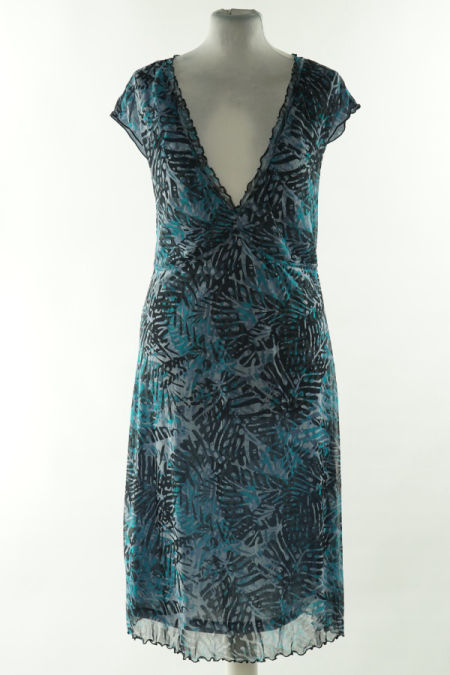 Sukienka szaro-niebieska wzorzysta cienka