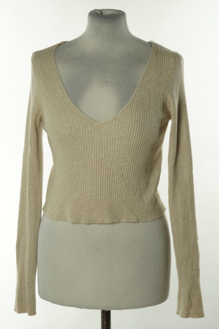 Top beżowy prążkowany