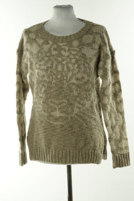 Sweter beżowo biały