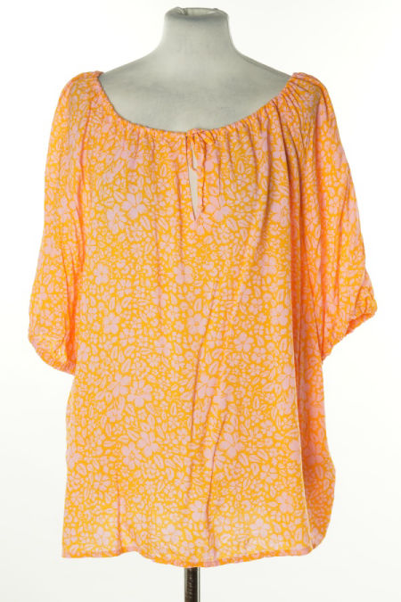 Bluzka pomarańczowa w różowe kwiatki, C&A