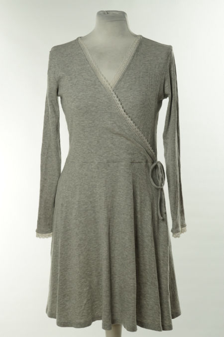 Sukienka szara prążkowana z wiązaniem H&M