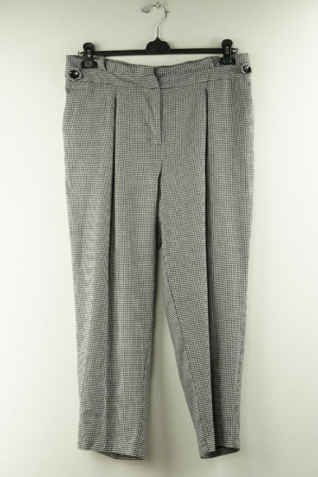 Spodnie materiałowe biało-czarne w pepitkę