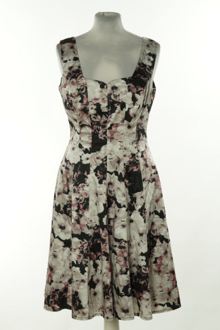 Sukienka szaro-czarna w kwiaty