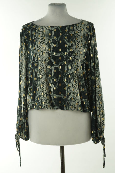 Bluzka z długim rękawem z wzorkiem węża i złotymi kropkami 