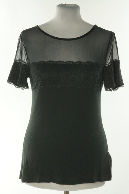 Bluzka czarna z koronką, H&M