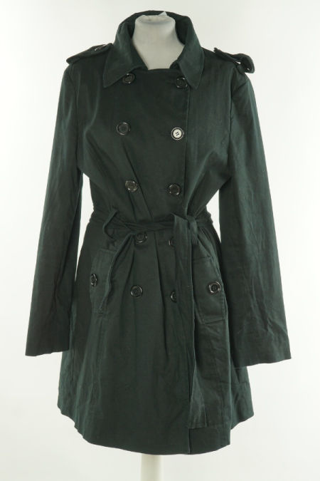 Płaszcz czarny z paskiem bawełniany