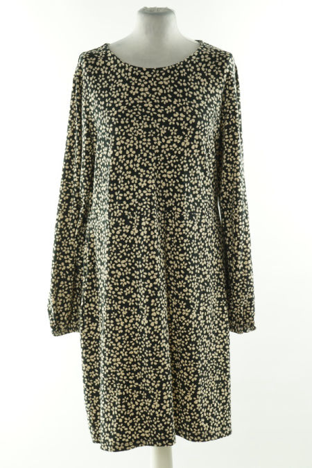 Sukienka czarna w beżowe ciapki