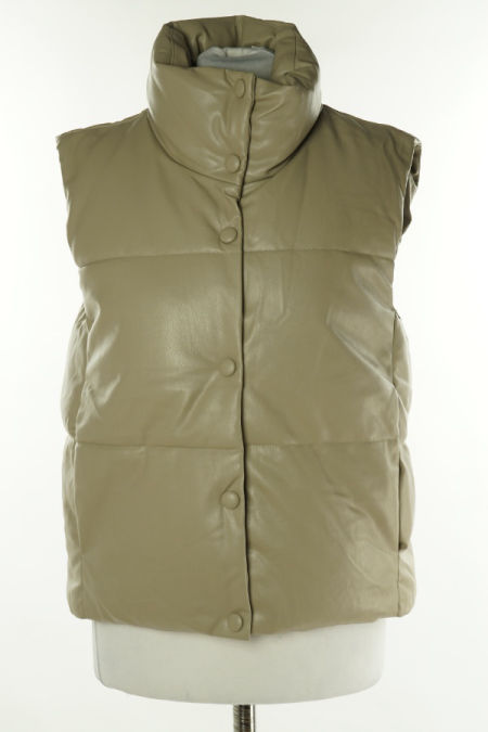 Kamizelka beżowa pikowana ekoskóra, ZARA