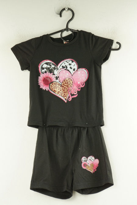 Komplet czarny bluzka i krókie spodenki