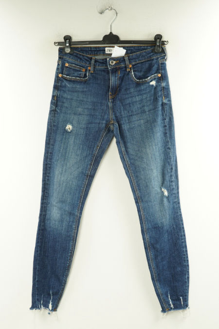Spodnie ciemnoniebieskie z przetarciammi, ZARA
