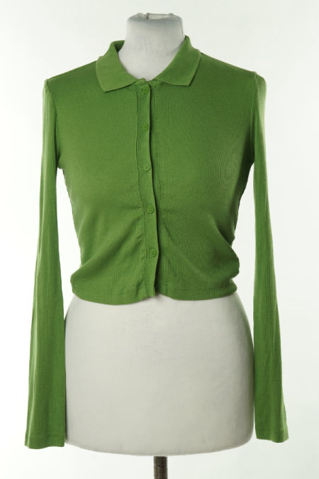 Bluzka zielona prążkowana, ZARA