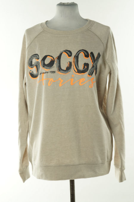 Bluza bez kaptura cienka beżowa z nadrukiem 