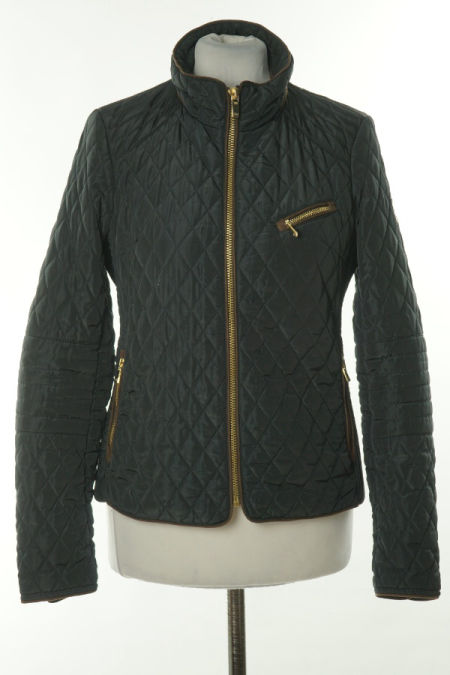 Kurtka czarna pikowana z brązowymi wstawkami