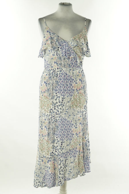 Sukienka biała w niebieskie wzory