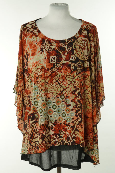 Bluzka rudo - beżowa wzorzysta