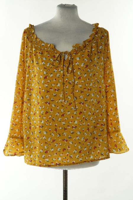 Bluzka z wiązaniem żółta w kwiaty