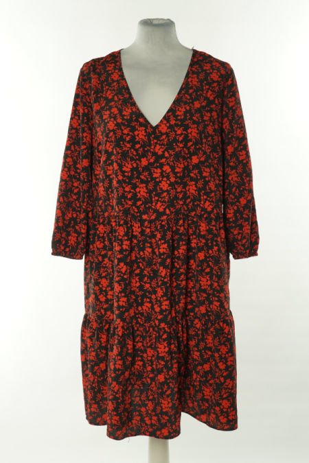 Sukienka czarna w czerwone kwiatki, PRIMARK