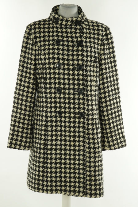 Płaszcz biało-czarny w pepitkę(36%WEŁNY)