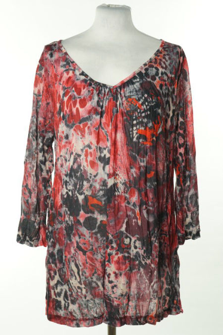 Bluzka czerwono-czarna wzorzysta