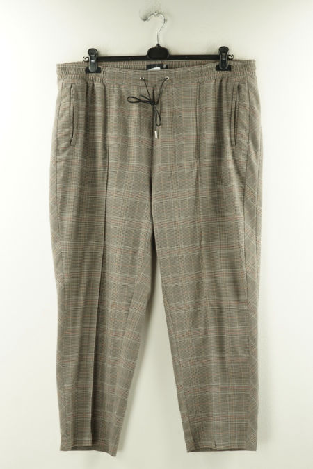 Spodnie materiałowe brązowe kraciaste