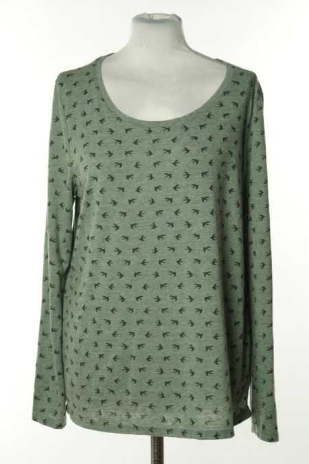 Bluzka zielona w ptaki