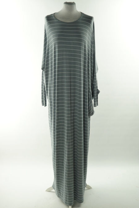 Sukienka długa szara w białe paski