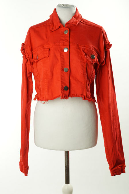 Katan czerwona jeansowa, krótka