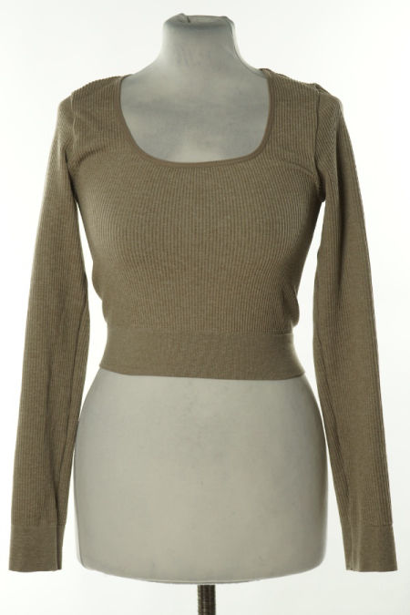 Top beżowy sportowy prążkowany, H&M