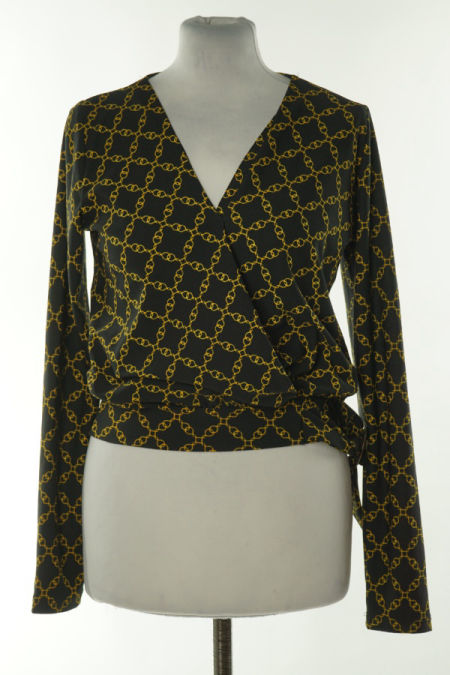 Bluzka czarna w żółte łańcuchy