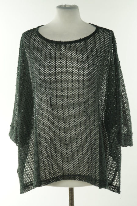 Bluzka czarna ażurowa z cekinami, NEXT