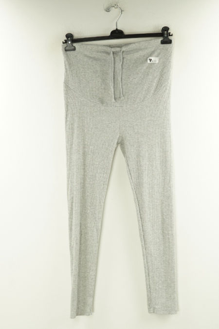 Legginsy jasnoszare ciążowe prążkowane