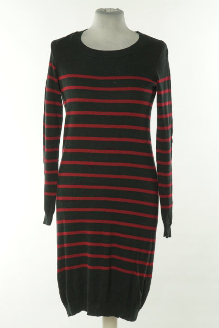 Sukienka czarna w bordowe paski