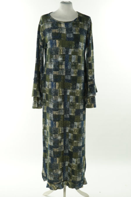 Sukienka zielono-granatowa w kwadraty