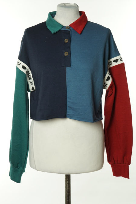 Top niebieski z kołnierzykiem