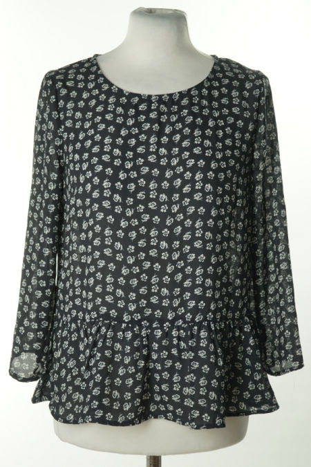 Bluzka czarna w białe kwiaty H&M