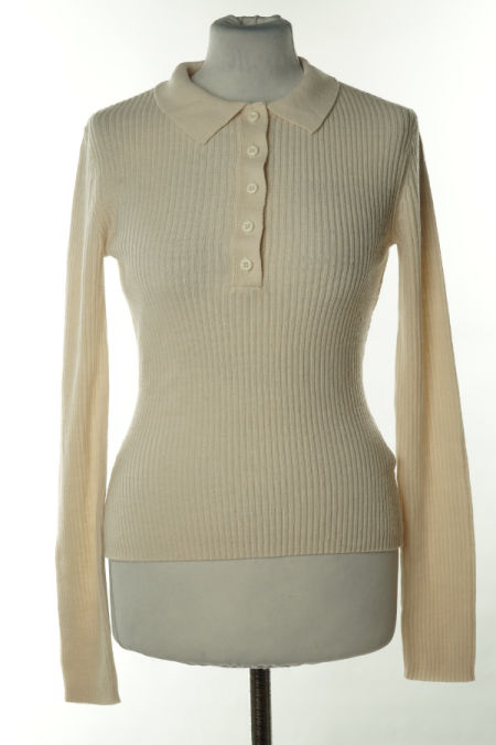 Bluzka sweterkowa kremowa z kołnierzykiem