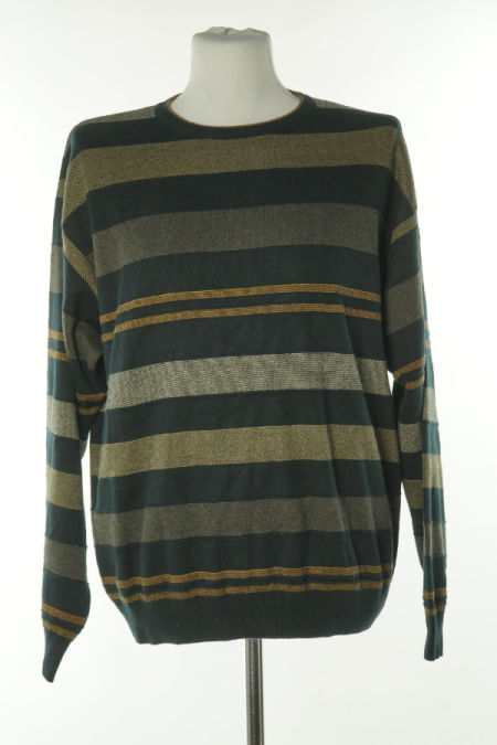 Sweter czarno pomarańczowy w paski