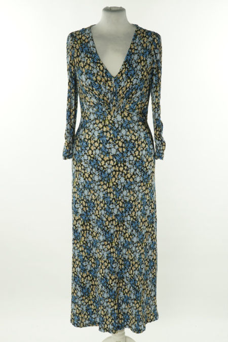 Sukienka niebiesko-beżowa w kwiaty