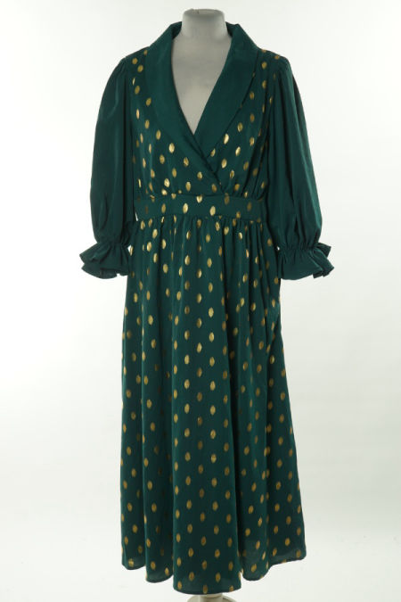Sukienka zielona w złote ciapki